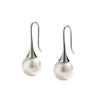 Boucles d'oreilles pendantes en acier inoxydable plaqué or 18 carats pour femmes, mode minimaliste, luxe, mariage, imperméables, avec crochet en perle - Product Image 6