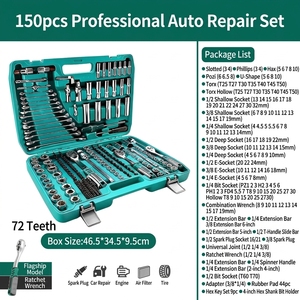 Juego de Llaves de Trinquete de 150 Piezas con Enchufe de 1/4 de Pulgada, Acero CR-V, Grado Industrial, para Reparaciones Automotrices y de Taller - Product Image 4