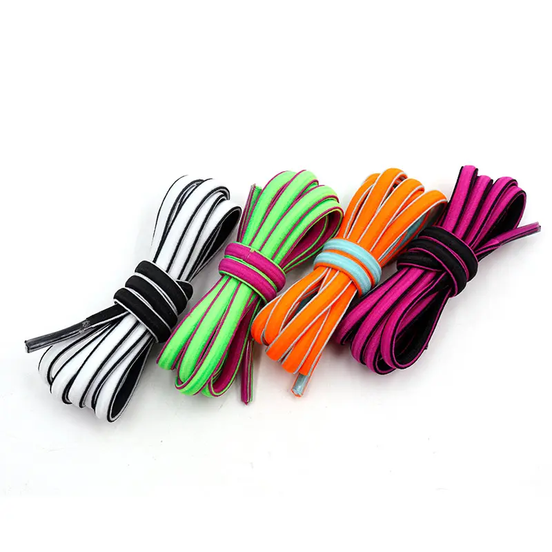 Weiou Manufacturer 50-200cm Length High Quality Stretch Silk Elastic Two-Color Shoelaces For Air And Yezyss,converse Shoes