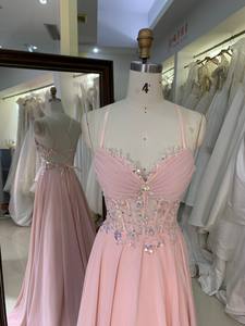 2026 Color Rosa A-Line vestido de baile hasta el suelo vestido de noche de fiesta flores bordadas con cordones en la espalda - Product Image 1