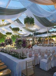 Vente en gros de <span class=keywords><strong>rideau</strong></span> en mousseline de soie pour traitement de fil décoration de plafond de mariage <span class=keywords><strong>rideau</strong></span> en tissu décorations de plafond de mariage de qualité supérieure - Product Image 4