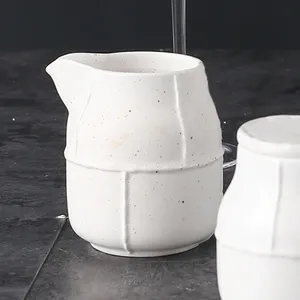 Creamer Pot Gaya Vintage Keramik Putih, Toples Susu untuk Set Kopi