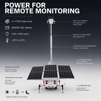 Remorque de surveillance mobile solaire 1425W avec mât de 7m pour la sécurité des chantiers