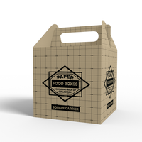 Lebensmittelechte Flache Faltbare Kraftpapier-Box mit Griff, Umweltfreundliche Bedruckbare Takeaway-Box für Burger, Kuchen und Mittagessen