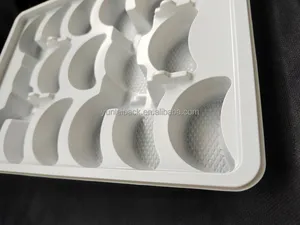 High Quality Disposable Blister Plastic 4 Cavity Chocolate Tray Candy Box Mini Mooncake Boxes Clear Lid Black Base