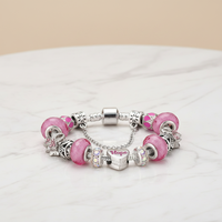 Nouvelle arrivée Designer perles faisant ruban rose Brest sensibilisation au cancer inspiré Accent dame bijoux attirail Bracelet