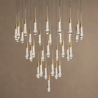 Lustre en cristal K9 en forme de goutte de pluie en acier, suspension de luxe pour villa, salon, escalier, projet sur mesure, qualité contractuelle ETL
