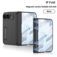 Coque de téléphone avec béquille pour Apple iPhone Duo, pour iPhone Ultra, avec protection de charnière, film en verre trempé et coque de protection en verre