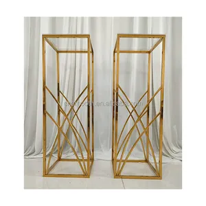 专业制造商黄金方形框架底座，用于婚礼、派对和其他活动装饰的促销