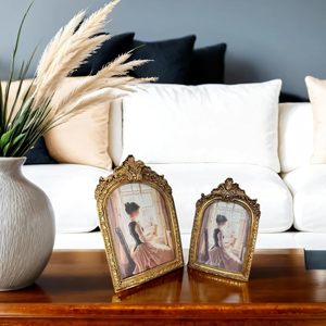 Retro European Golden <b>Arched</b> Resin Eco-Friendly Photo <b>Frame</b> with HD Glass for Table Top Display and Wall Hanging Home Decor - Product Image 5