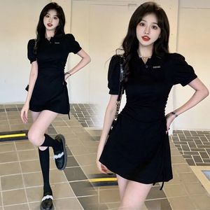 Women's <b>Polo</b> Collar Dress Short Sleeve Waist Cinching <b>Sweet</b> Spicy Style Casual Daily Wear - Product Image 2