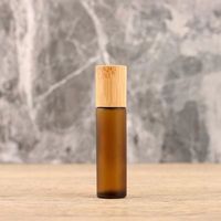 Flacon roll-on d'huile essentielle 15 ml rechargeable en verre ambré avec bouchon en bambou, cylindre cosmétique liquide, parfum, sérigraphie