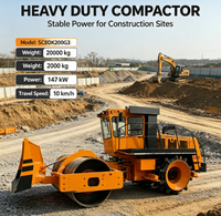 Compacteur de déchets SL20 avec dimensions globales de 7355*3000*3600 mm, roue de compactage de 1500 mm de diamètre, 200 CV, 20 tonnes