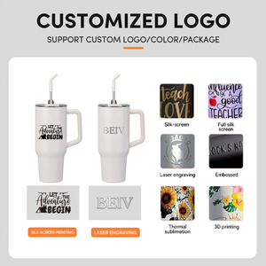 पोर्टेबल डबल-लेयर अमेरिकी शैली मुंह कॉफी पानी कार 40 औंस टंबलर मग कप धातु पुआल सिलिकॉन के साथ - Product Image 5