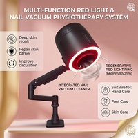 Aspirateur à poussière pour ongles à super aspiration, forte puissance, lampe de thérapie à lumière rouge 660 nm, 2 en 1, aspirateur pour manucure et pédicure