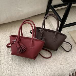 Women's Vintage Suede PU Tote Bag with Zipper Closure <b>Tassel</b> Decor Crossbody <b>Handbag</b> for Stylish Daily Casual Wear - Product Image 1