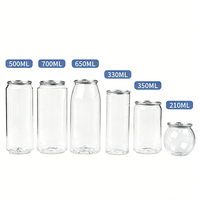 Bouteilles et canettes en plastique transparent de qualité alimentaire avec logo personnalisé pour café, lait, bière et autres boissons, avec couvercle en aluminium