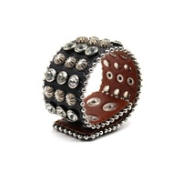 Bracelet en PU pour homme et femme, rivets, quatre boutons en un, style punk, cristaux, strass, accessoires de mode