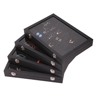 Boîte de présentation de bijoux en velours noir, 14 styles, avec fenêtre transparente rectangulaire et fermeture à boucle, personnalisable pour bagues de la Saint-Valentin