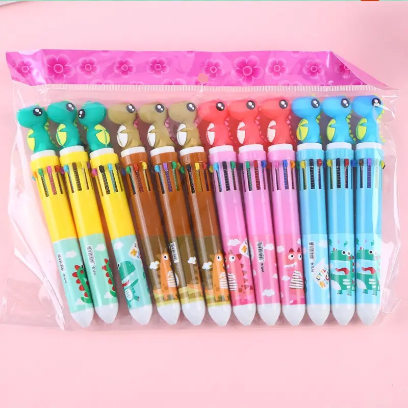 10 stylo à bille multicolore 10-en-1 stylo à bille rétractable dessin animé couleur stylo à bille pour enfants étudiants