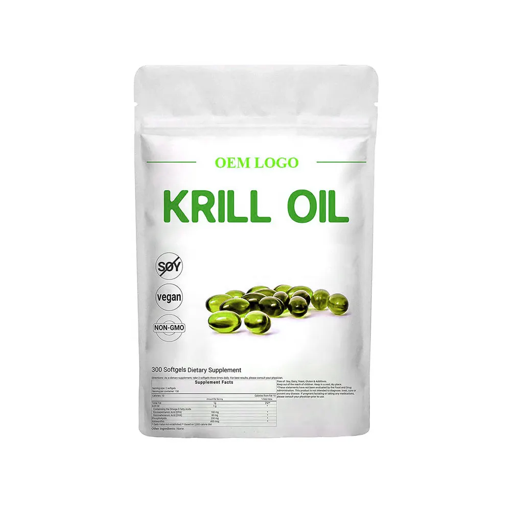 RTS MOQ 100 Phospholipids Antarctic Krill Oil 1000 mg With Omega-3s EPA DHA Algae Astaxanthin 5 Times Of Omega 3 Than Fish oil