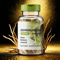 Capsules d'Ashwagandha et de L-Théanine OEM ODM, 60 par flacon, énergie et immunité pour adultes, extrait de racine d'Ashwagandha biologique en poudre, certifié GMP