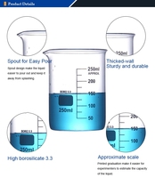 Verres de laboratoire de 2000 ml, béchers en verre durables à large bec