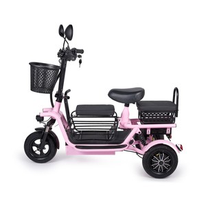 Triciclo Eléctrico de Tres Asientos, Ligero y Plegable, para Transporte Familiar de Niños, en Rosa, Negro, Azul y Blanco, 50 kg - Product Image 3