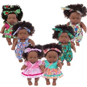 Muñeca negra africana personalizada de 8 pulgadas al por mayor, muñeca bonita teñida con corbata, muñeca de renacimiento de vinilo relajante, juguete para niños - Product Image 1