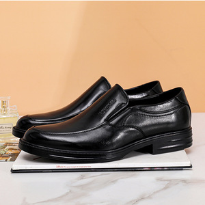 Chaussures en cuir décontractées pour hommes, chaussures d'affaires respirantes en cuir véritable, à enfiler, en cuir pleine fleur, style britannique - Product Image 2