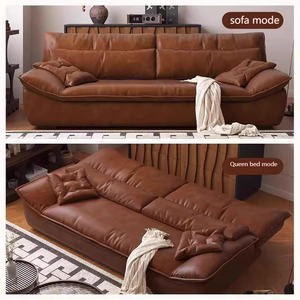 Canapé-<span class=keywords><strong>lit</strong></span> en cuir de luxe italien convertible fonction pliante chambre à coucher minimaliste moderne salon petite unité canapé de détente - Product Image 4