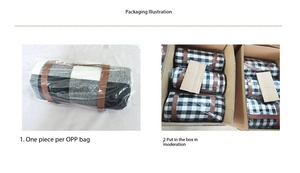 Extra Large <strong>Picnic</strong> Blanket Waterproof Camping Mat <strong>Rug</strong> with PU Carrier Soft Lightweight Sand Proof Beach Red White Plaid - Product Image 6