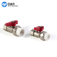 D & R Versatile Rouge Alu Poignée 20mm Ppr Connecteur 1/2 pouce Métal Union Filetage Femelle Vanne À Bille En Laiton Utilisable pour Les Systèmes De Conduite D'eau