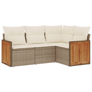 Ensemble de jardin en rotin PE beige avec structure en acier thermolaqué 100% polyester, élégant et mobilier de jardin - Product Image 2