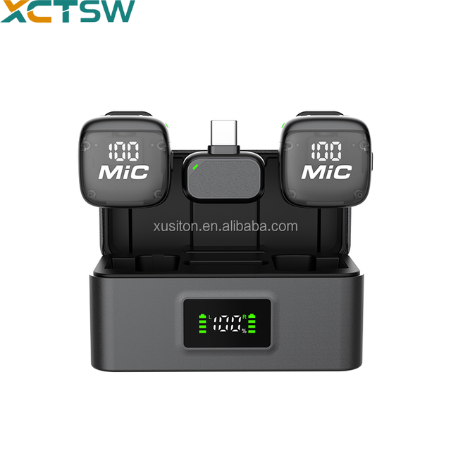 OEM MIC3 Lavalier Microphone Charging Case Type-C IOS Connector LED Display AI Noise Reduction Podcast Vlog Wireless Microphone