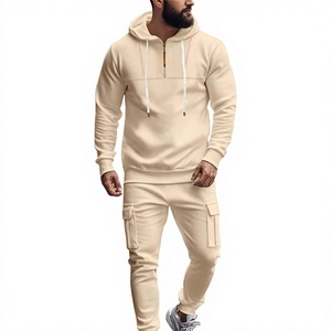 Unisex <b>White</b> Hooded 2 1 Heavyweight <b>Tracksuit</b> Full Length Drawstring Sweatshirt Jogger Pants Solid Color Casual Wear Breathable - Product Image 3