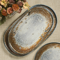JQY Vaisselle de traiteur Assiettes à dîner en céramique mouchetée grise semblable à du grès Ensemble d'assiettes à vaisselle en porcelaine rustique pour restaurant
