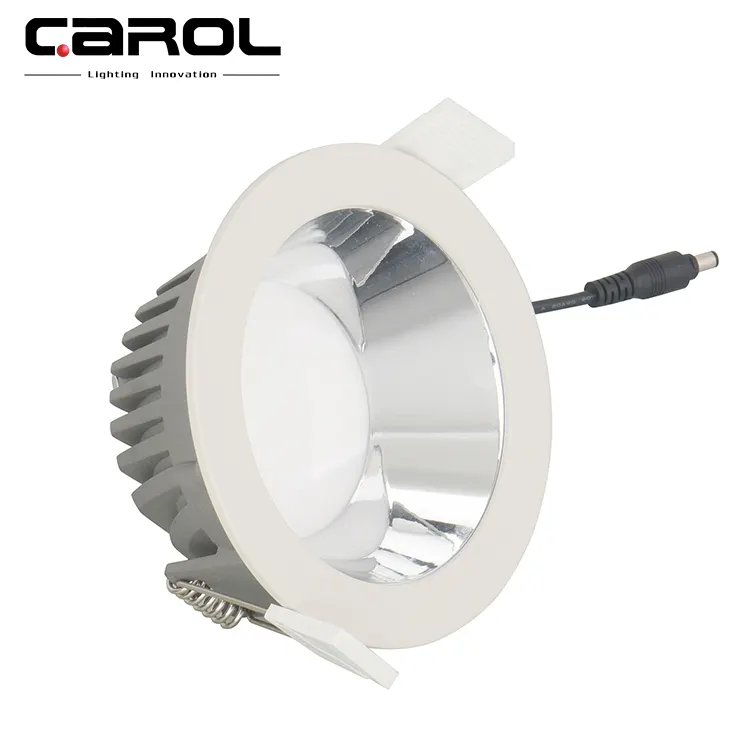 Cubierta difusora de vidrio cambiable, empotrada en techo de hormigón, 100mm de diámetro, fijo, led, 13w, downlight