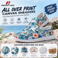 Baskets en toile à imprimé intégral, motif artistique personnalisé, chaussures décontractées basses personnalisées, OEM ODM, chaussures à marque privée