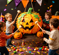 Piñata en forme de citrouille orange, accessoire de fête d'Halloween, grande piñata citrouille pour enfants, jouet à remplir de bonbons pour fête d'Halloween