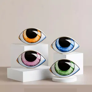 SYLWAN OEM Gold Ceramic Eyes Decoration Accessories Modern Luxury Ornament Living Room Decor For Office Table Top Paperweight