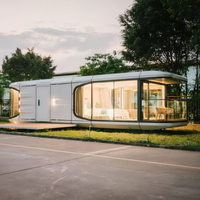 Cabane de glamping extérieure avec fenêtres panoramiques, spacieuse, multifonctionnelle, mobile, en acier galvanisé, pod spatial de luxe personnalisé