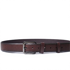 Cinturón de Cuero Genuino para Hombre, Formal, Color Marrón Sólido, Hebilla Cuadrada de Aleación, Estilo Rectangular y Duradero - Product Image 2