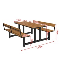 Ensemble table et chaise d'extérieur monobloc pour hôtel, avec dossier, structure en fer, design minimaliste moderne, parasol intégré, démontable, pour salon de thé