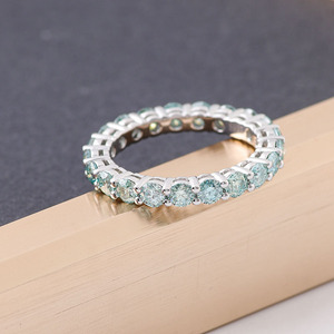 Anello di fidanzamento per matrimonio con anello di fidanzamento in argento 925 sterl <span class=keywords><strong>moissanite</strong></span> tondo verde acqua - Product Image 4