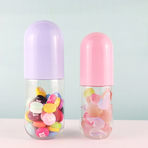 Bouteilles en plastique portables en forme de capsule de 60ml/80ml/100ml avec logo personnalisable <span class=keywords><strong>pour</strong></span> cosmétiques <span class=keywords><strong>huiles</strong></span> <span class=keywords><strong>essentielles</strong></span> gels douche scellage à la presse - Product Image 3