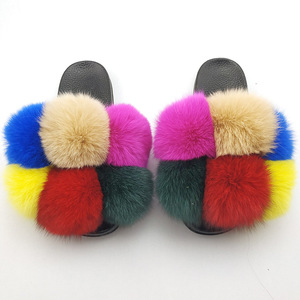 <span class=keywords><strong>Babouche</strong></span> femme Sandalias Altas Elegantes réglable Sandalia Peluche diapositives moelleux plate-forme sandale arc-en-ciel fausse fourrure pantoufles - Product Image 6