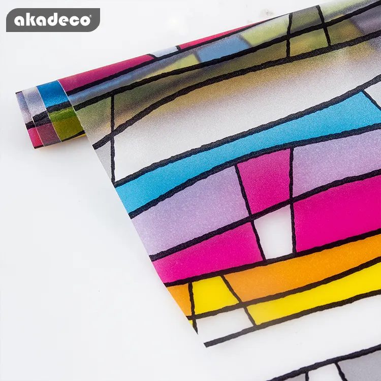 Akadeco disegno di modo opaco colorato autoadesivo finestra decorativo velo di vetro smerigliato