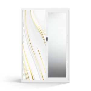 Armario Metálico con Puertas Corredizas con Espejo de 1200 mm y Patrón Impreso para Almacenamiento en el Dormitorio - Product Image 1