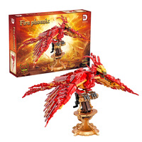 Ensemble de blocs de construction DK Fire Phoenix, 938 pièces, ailes mobiles, modèle d'oiseau qui bat des ailes, avec support d'affichage, jouet DIY, cadeau pour garçons